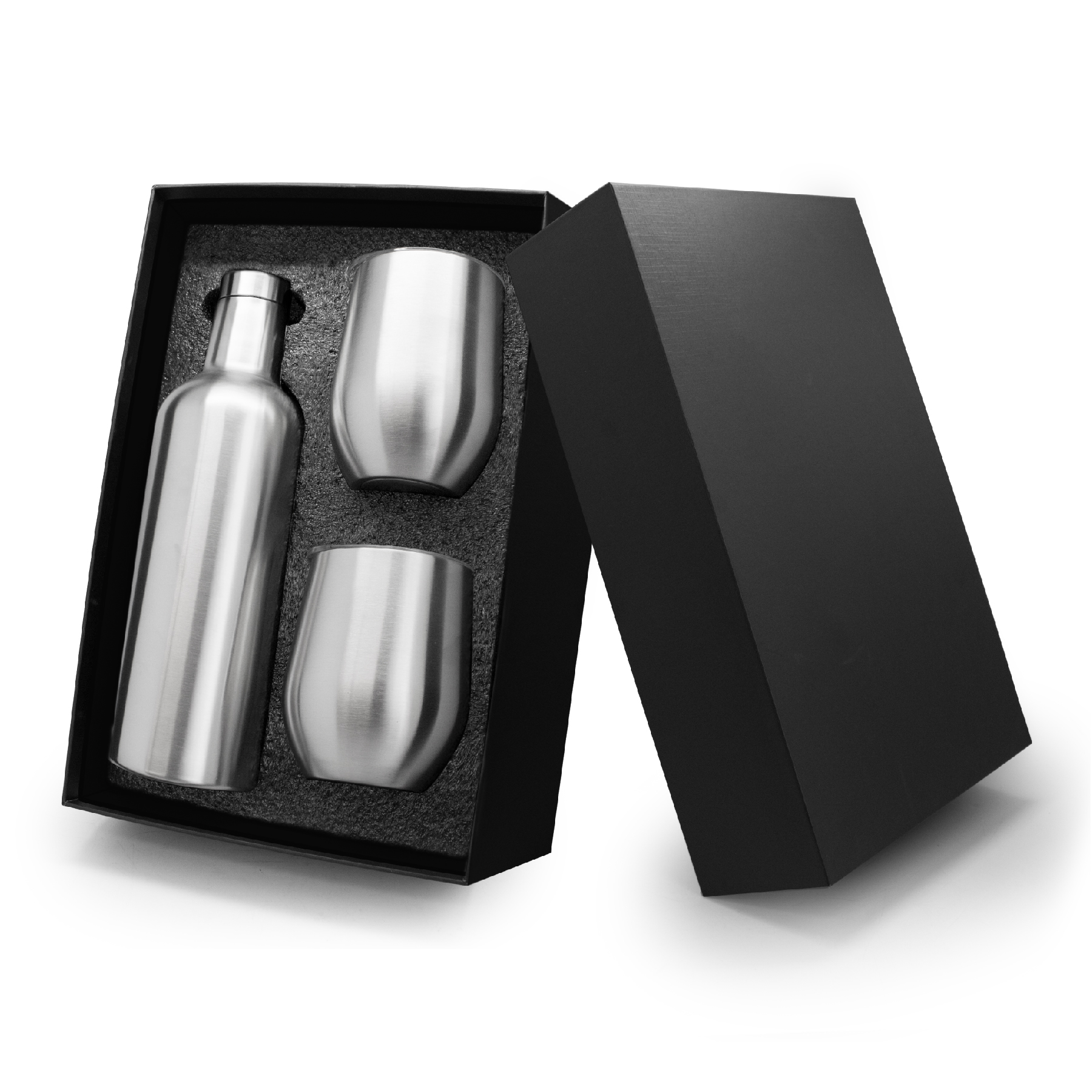 3 PC STAINLESS WINE BOTTLE & TUMBLER SET SILVER ACE Premiums